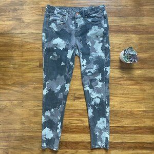 Calvin Klein Denim Ankle Skinny Jean Womens Sz 27 Green Camo Camouflage Pattern